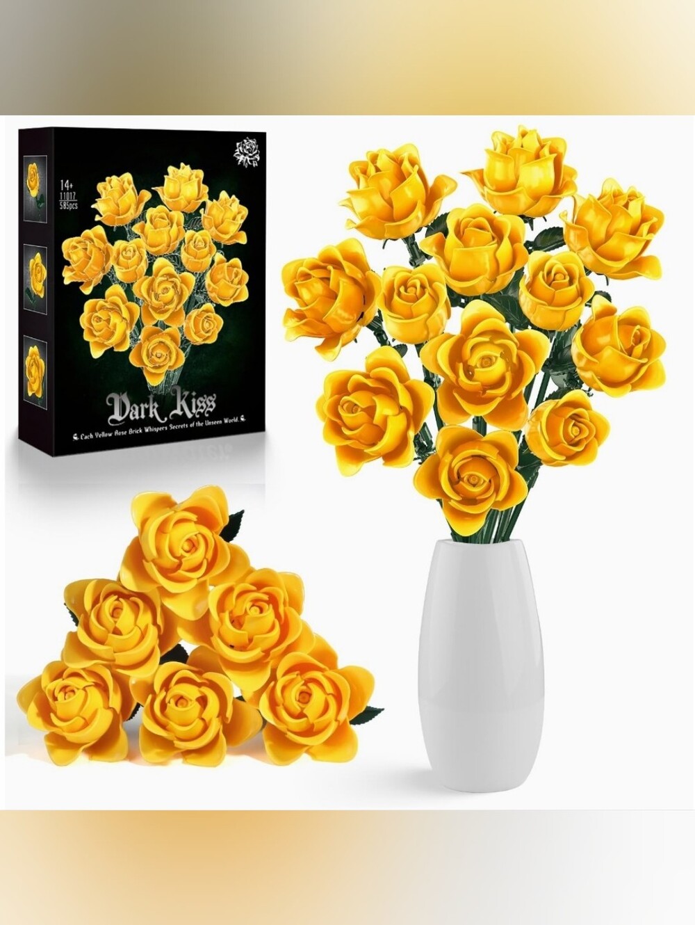 Dark Kiss Building Set Rose Bouquet - Yellow